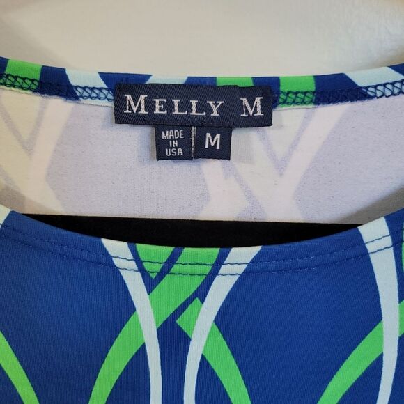 Melly M Blue and Green Geometric Sheath Dress Size Medium - Picture 3 of 4
